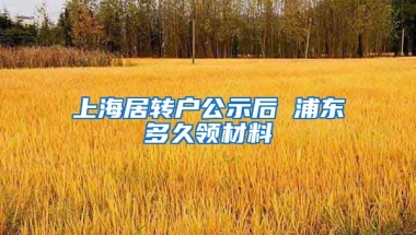 上海居转户公示后 浦东多久领材料