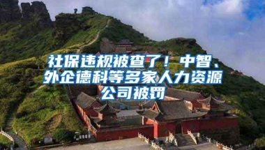 社保违规被查了！中智、外企德科等多家人力资源公司被罚