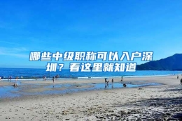 哪些中级职称可以入户深圳？看这里就知道