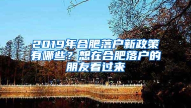 2019年合肥落户新政策有哪些？想在合肥落户的朋友看过来