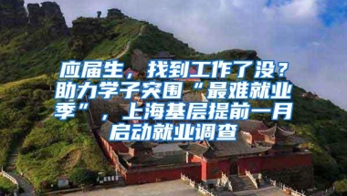 应届生，找到工作了没？助力学子突围“最难就业季”，上海基层提前一月启动就业调查