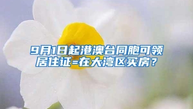 9月1日起港澳台同胞可领居住证=在大湾区买房？