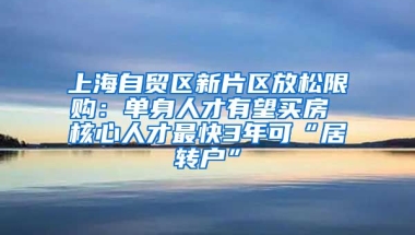 上海自贸区新片区放松限购：单身人才有望买房 核心人才最快3年可“居转户”