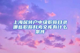 上海居转户中级职称目录哪些职称好考文库有什么条件