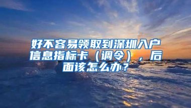 好不容易领取到深圳入户信息指标卡（调令），后面该怎么办？