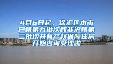 4月6日起，徐汇区本市户籍第九批次和非沪籍第三批次共有产权保障住房开始咨询受理啦