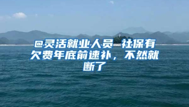 @灵活就业人员 社保有欠费年底前速补，不然就断了