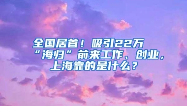 全国居首！吸引22万“海归”前来工作、创业，上海靠的是什么？