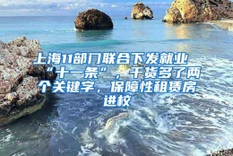 上海11部门联合下发就业“十一条”，干货多了两个关键字，保障性租赁房进校