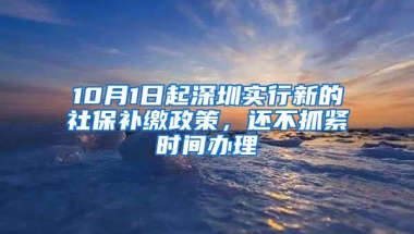 10月1日起深圳实行新的社保补缴政策，还不抓紧时间办理