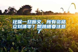 社保一旦断交，所有资格立刻清零？想跳槽要注意了