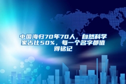 中国海归70年70人，自然科学家占比50%，每一个名字都值得铭记