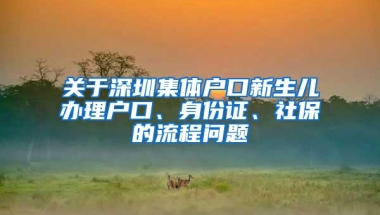 关于深圳集体户口新生儿办理户口、身份证、社保的流程问题