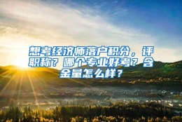 想考经济师落户积分，评职称？哪个专业好考？含金量怎么样？