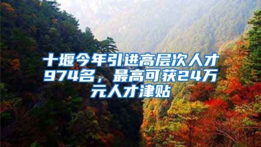 十堰今年引进高层次人才974名，最高可获24万元人才津贴