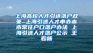 上海高校人才引进落户政策 上海引进人才申办本市常住户口落户办法 上海引进人才落户公示 王若杨