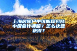 上海居转户中级职称包括中级会计师嘛？怎么快速获得？