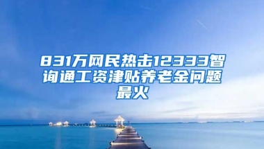 831万网民热击12333智询通工资津贴养老金问题最火