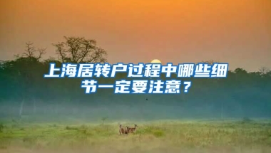 上海居转户过程中哪些细节一定要注意？