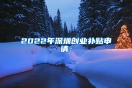 2022年深圳创业补贴申请：