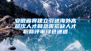 安徽省将建立引进海外高层次人才和急需紧缺人才职称评审绿色通道