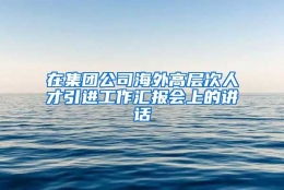 在集团公司海外高层次人才引进工作汇报会上的讲话