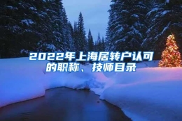 2022年上海居转户认可的职称、技师目录