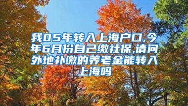 我05年转入上海户口,今年6月份自己缴社保,请问外地补缴的养老金能转入上海吗