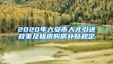 2020年六安市人才引进政策及租房购房补贴规定