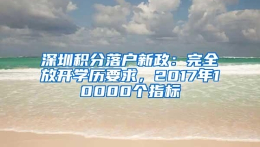 深圳积分落户新政：完全放开学历要求，2017年10000个指标