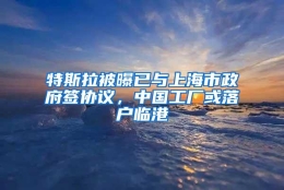 特斯拉被曝已与上海市政府签协议，中国工厂或落户临港