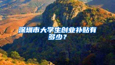 深圳市大学生创业补贴有多少？