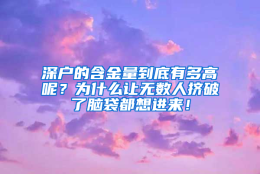 深户的含金量到底有多高呢？为什么让无数人挤破了脑袋都想进来！