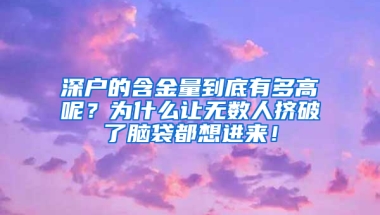 深户的含金量到底有多高呢？为什么让无数人挤破了脑袋都想进来！