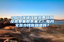 2019深圳社保缴费比例及缴费基数表来了！每月交多少钱你知道吗？