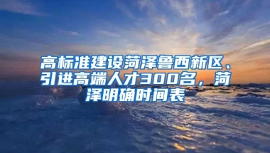 高标准建设菏泽鲁西新区、引进高端人才300名，菏泽明确时间表