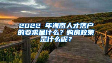 2022 年海南人才落户的要求是什么？购房政策是什么呢？