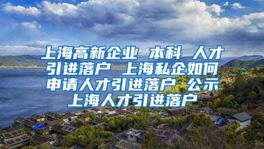 上海高新企业 本科 人才引进落户 上海私企如何申请人才引进落户 公示上海人才引进落户