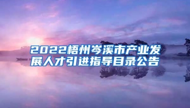 2022梧州岑溪市产业发展人才引进指导目录公告