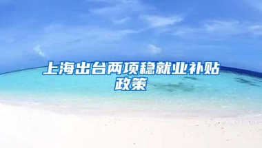 上海出台两项稳就业补贴政策