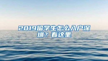 2019留学生怎么入户深圳？看这里