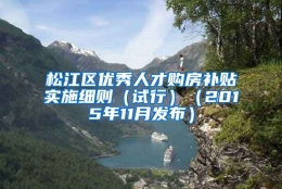 松江区优秀人才购房补贴实施细则（试行）（2015年11月发布）