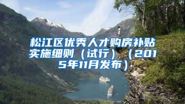 松江区优秀人才购房补贴实施细则（试行）（2015年11月发布）