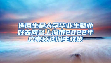 选调生是大学毕业生就业好去向暨上海市2022年度专项选调生政策