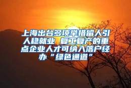 上海出台多项举措留人引人稳就业 复工复产的重点企业人才可纳入落户经办“绿色通道”