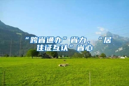 “跨省通办”省力，“居住证互认”省心