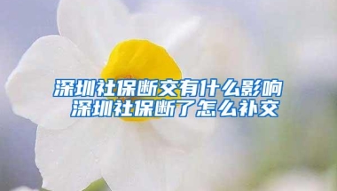 深圳社保断交有什么影响 深圳社保断了怎么补交