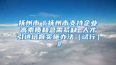 抚州市《抚州市支持企业高素质和急需紧缺 人才引进培育实施办法（试行）》