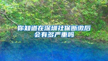 你知道在深圳社保断缴后会有多严重吗