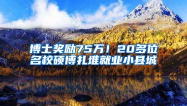 博士奖励75万！20多位名校硕博扎堆就业小县城